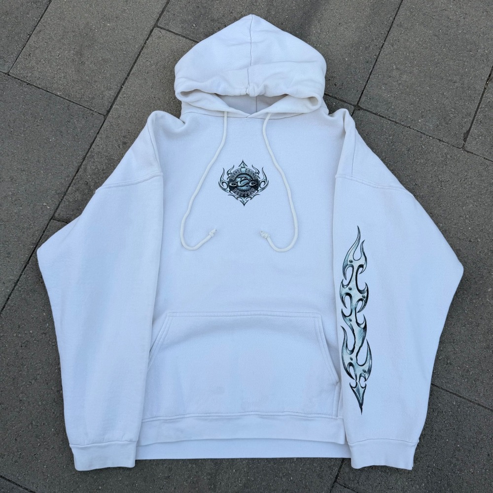 Orange County Choppers Hoodie Mens XL White Tribal Graphic Biker Pullover Y2K